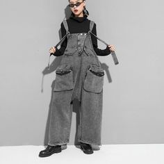 Marigold Shadows pants Rie High Waisted Pocket Denim Overalls Cargo Overalls, Ropa Hip Hop, Suspenders For Women, Salopette Jeans, Asymmetric Jacket, Black Overalls, Suspender Pants, Overalls Pants, Ankle Length Pants