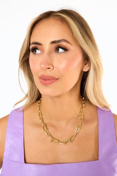 The gold chain link necklace of our dreams! We love the versatility of the Gia Necklace she can make a statement on her own or be layered with other necklaces! 18k Gold Plated This item is FINAL SALE. Chic Everyday Toggle Link Necklace, Chic Everyday Link Toggle Necklace, Trendy Metal Necklaces With Rectangular Links, Chic Rectangular Links Chain Necklace, Trendy Metal Necklace With Rectangular Links, Chic Metal Chain Necklace With Rectangular Links, Chic Metal Necklaces With Rectangular Links, Chic Toggle Link Necklace With Chain, Chic Toggle Necklace With Adjustable Chain For Everyday