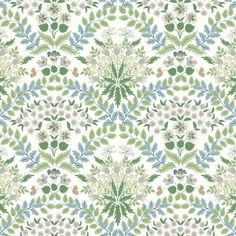 Bramble Wallpaper Wallpaper Rifle Paper Co. Double Roll Blue/Green Motifs Textiles, York Wallpaper, Floral Pattern Design, Textile Designs, York Wallcoverings, Bramble, Burke Decor, Woven Paper, Wallpaper Paste