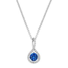 from Brilliant Earth Formal Blue Diamond Necklace, Fine Sapphire Jewelry With Pave Setting, Formal Sapphire Pendant Diamond Necklace, Sapphire Diamond Necklace For Formal Occasions, Formal Sapphire Diamond Necklace, Formal Sapphire Diamond Necklace In Fine Jewelry Style, Formal Sapphire Diamond Necklace With Brilliant Cut, Teardrop Pave Setting Evening Jewelry, Elegant Sapphire Teardrop Pendant Necklace