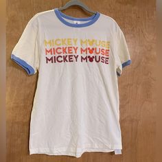 Nwot Disney Japan Retro Ringer Tee. Mickey Mouse Motif With A Beautiful Periwinkle/Baby Blue Collar. Open To Offers! Disney Japan, Ringer Tee, Disney Tops, Blue Cream, Baby Blue, Womens Tops, Tops & Tees, Japan, Cream