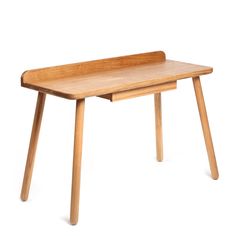 a small wooden table with two legs