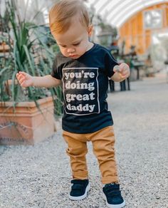 A friendly reminder that all that we do as parents IS good enough. Professionally heat pressed on a Kavio T-shirt. Chose from black with white design or gray with a black design. Shirts run true to size, for best results wash cold and lay/hang to dry. Cute Little Boy Outfits, Boys Ootd, You're Doing Great, Cricket Ideas, Cute Mixed Babies, Design Shirts