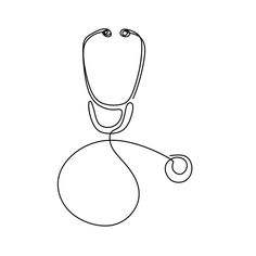 a black and white drawing of a stethoscope