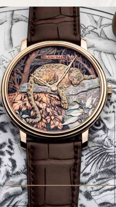 Ancient Japanese Art, Forest Habitat, Clouded Leopard, Art Watch, Ladies Watches, Gold Case, Watch Movement, Porcelain Painting, Watch Sale