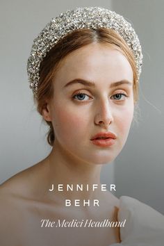 a woman wearing a tiara with the words, the medeci headband