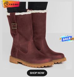 Women Slide Snow Boots Pu Working Chunky Heel Winter Shoes Casual Martin Boots With Block Heel For Winter, Casual Winter Martin Boots With Block Heel, Medium Width Closed Toe Martin Boots For Winter, Winter Martin Boots Medium Width, Outdoor Mid-calf Boots With Buckle Closure And Round Toe, Winter Boots With Buckle Closure And Closed Toe, Winter Boots With Buckle Closure, Shop Boots, Women Slides