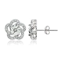 These dainty earrings showcase stunning flower-shaped studs encrusted with round 1/10ct TDW diamonds. The earrings are made of .925 sterling silver. The earrings secure by post with friction-backs. Diamond has less than 17 facets, JK-I3. Size: One Size. Gender: female. Age Group: adult. Flower-shaped Cubic Zirconia Diamond Earrings With Accents, Fine Jewelry Diamond White Flower-shaped Diamond Earrings, Diamond White Flower-shaped Earrings With Diamond Accents, Flower Shaped Diamond White Earrings With Brilliant Cut, Diamond White Flower Shaped Earrings With Brilliant Cut, Diamond White Flower Shaped Brilliant Cut Diamond Earrings, Diamond White Flower-shaped Brilliant Cut Earrings, Flower Shaped Brilliant Cut Diamond White Earrings, Elegant Flower Shaped Halo Earrings