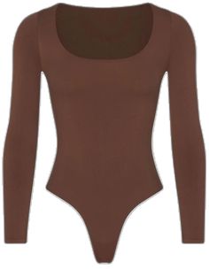 Scoop Neck Bodysuit, Second Skin, Scoop Neckline, Snap Closure, Cocoa, Scoop Neck, Skin, Long Sleeve