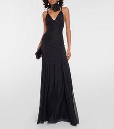 Tulle Slip Dress in Black - Dolce Gabbana | Mytheresa Sheer V-neck Maxi Dress For Evening, Prom Maxi Dress With Bias Cut, Party Maxi Dress With Bias Cut, Party Bias Cut Maxi Dress, Bias Cut Maxi Length Prom Dress, Luxury Full-length Tulle Party Dress, Full Length Tulle Party Dress, Sheer Tulle Floor-length Maxi Dress, V-neck Slip Dress With Fitted Bodice For Evening