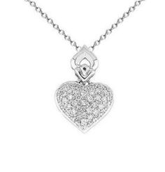 Imagine you're at a party and everybody's talking about your diamond heart necklace. Yes, this elegant diamond heart necklace is sure to be noticed. It features 0.50-carat round diamonds set in 18k white gold. The pendant is suspended from an 18-inch cable chain that secures with a lobster claw clasp.  Diamond Weight: 0.50 ct Diamond Color: H Diamond Clarity: SI White Heart-shaped Diamond Necklace For Formal Occasions, White Heart-shaped Diamond Necklace For Formal Events, Formal Heart-shaped Diamond White Diamond Necklace, Formal Diamond White Heart-shaped Diamond Necklace, White Heart Diamond Necklace For Formal Occasions, Formal Diamond White Heart Diamond Necklace, Formal Heart-shaped Diamond White Necklace, Luxury White Gold Heart Necklace With Brilliant Cut, Formal Heart-shaped Diamond Necklace With Pave Setting