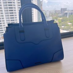 Never Used Royal Blue Rebecca Minkoff Satchel. Blue Top Handle Bag With Leather Lining, Blue Bags With Leather Lining For Shopping, Blue Casual Bag With Branded Hardware, Casual Blue Bag With Branded Hardware, Casual Blue Bags With Branded Hardware, Blue Textured Leather Office Bag, Modern Blue Bags With Leather Lining, Designer Soft Leather Blue Bags, Blue Textured Leather Shopping Bag