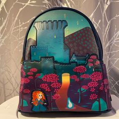 Bnwt Disney Loungefly Brave Princess Merida Backpack Fast Next Day Shipping Smoke And Pet Free Themed Purple Travel Bags, Disney Purple Travel Backpack, Disney Purple Backpack, Purple Disney Backpack, Purple Backpack For Disney Trips, Brave Princess Merida, Brave Princess, Disney Now, Princess Merida