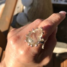 925 sterling silver rutilated quartz organic art ring 9 Organic Art, Art Ring, Citrine Gemstone, Tourmaline Ring, Lemon Quartz, Pretty Rings, Rutilated Quartz, Amethyst Ring, Handmade Sterling Silver