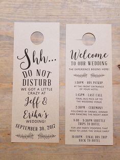 two door hangers that say welcome and do not disturb, we got a little crazy at gift & bride's