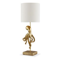 an octopus lamp with a white shade on it