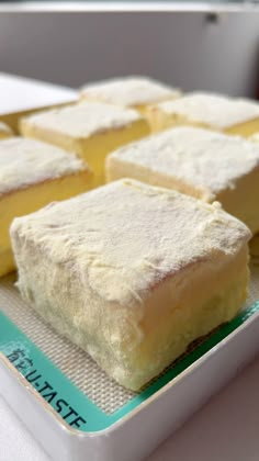 several pieces of cake sitting on top of a plate