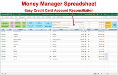 Reconcile Credit Credit: Money Manager Spreadsheet Financially Independent, Capital One, Monthly Budget, Managing Your Money, Wealth Management, Debt Free, Financial Goals, Page Layout, Net Worth