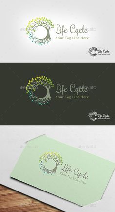 the logo for life cycle is shown in three different colors and font options, including one that