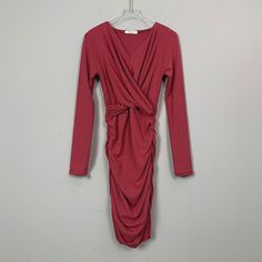 This dress features a V-neckline, pleating to create a shaping effect, and concealment of the tummy. The skirting is designed to fit closely to the body, adding a touch of elegance and sophistication to the overall look. The dress is a perfect choice for any occasion, whether it's a formal event or a night out on the town. The pleating also adds a touch of flexibility to the dress, allowing it to fit comfortably and move easilySeason: Spring, Summer, AutumnSize: FColor: Dark Grey, Black, Burgund Fall V-neck Ruched Midi Dress, Fitted Ruched Knee-length V-neck Dress, Chic Fitted Pleated V-neck Dress, Elegant V-neck Bodycon Dress For Brunch, Fitted V-neck Dress With Folds, Spring V-neck Ruched Bodycon Dress, Spring V-neck Stretch Dress With Surplice Neckline, Fitted Draped Dress For Fall, Fitted V-neck Midi Dress For Brunch