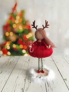 Christmas Gift, Personalized Gift, Felt Figurines, Christmas Ornaments,Holiday Gift,Christmas Decorations,Handmade Christmas Decoration,Christmas Deer Doll, Nursery Felt Decor Felt Decor, Christmas Ornaments Handmade, Needle Felted Ornaments, Christmas Tree Drawing, Deer Doll, Doll Nursery, Needle Felted Christmas, Wool Felting, Felt Fairy