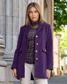 The key to mastering fall fashion in fluctuating temps? The right jacket. Our Classic Tailored Coat will be a wardrobe go-to for years to come–wear over a lightweight turtleneck now or a cozy sweater later.​ Tailored Winter Outerwear With Gold Buttons, Classic Outerwear With Gold Buttons For Office, Classic Notch Lapel Outerwear With Gold Buttons, Classic Outerwear With Gold Buttons And Notch Lapel, Classic Outerwear With Gold Buttons For Work, Tailored Outerwear With Gold Buttons For Fall, Fall Outerwear With Gold Buttons And Lapel Collar, Fall Notch Lapel Outerwear With Gold Buttons, Classic Wool Outerwear With Gold Buttons