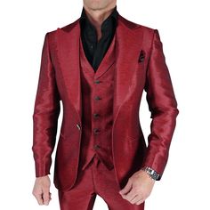 Sebastian Cruz Couture Exclusive Fabric Woven In France Ruby Color Limited Edition SCC Signature Peak Lapel Single Button Closure Soft, natural shoulder construction Chest Barchetta Pocket Dual Vents Nero Horn With Silver Tone Signature Buttons Signature Logo Lining All of our jackets are made with 4" extra of fabric to ensure you don't have to send it back to us if it's too small or too big. You can tailor your jacket 2 sizes bigger and/or smaller if needed. We guarantee your satisfaction! Don' Designer Fitted Sport Coat With Button Closure, Luxury Fitted Sport Coat With Button Closure, Luxury Fitted Outerwear With Covered Buttons, Elegant Fitted Sport Coat With Button Closure, Fitted Notch Lapel Blazer With Covered Buttons, Designer Fitted Sport Coat With Buttons, Designer Fitted Sport Coat, Fitted Business Outerwear With Covered Buttons, Fitted Outerwear With Covered Buttons For Business