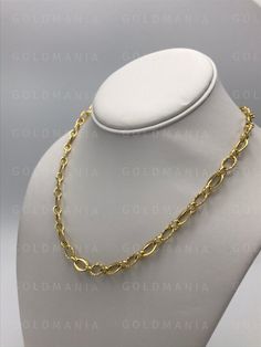 "14K Yellow Gold Oval Link Necklace, Shiny and Textured, 18\" Inch, 8.3mm Thick, Real Gold Chain, Oval Link Chain, Thick Gold Chain, Woman 18\" -6.3 Gram Metal: 14K Yellow Gold Hollow Gold Necklace NOT PLATED/ NOT FILLED/ NOT SILVER FREE SHIPPING IN THE USA on all orders 30 Day Return Hassle Free Weight and measurements are approximate and may not always be exactly as stated . At GoldMania we are first of all committed to environmental responsibility. We guarantee that the silver, platinum, pall Oval Link Chain Necklace For Anniversary, Elegant 14k Gold Oval Chain Necklace, Elegant Oval 14k Gold Chain Necklace, Luxury Oval Chain Necklace With Polished Finish, Oval Yellow Gold Chain Necklace For Formal Occasions, Classic Oval Cable Chain Necklace, 14k Gold Oval Link Necklace Hallmarked, Luxury Oval Cable Chain Necklace, Elegant Oval Chain Necklace For Formal Occasions