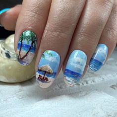 Sea Nail Art, Summer Holiday Nails, Swirl Nail Art, Quick Nail Art, Sea Nails, New Years Nail Designs, Art Deco Nails