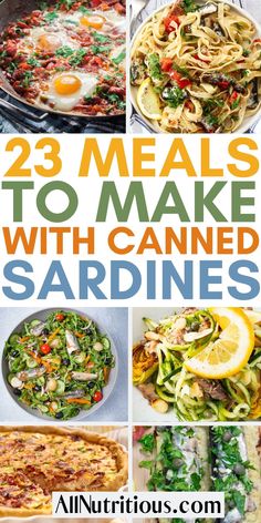 the cover of 23 meals to make with canned sardines, including pasta and vegetables