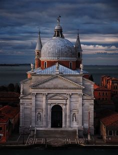 an aerial view of a church in venice, italy