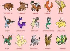 an image of different types of animals in the form of zodiac signs on a pink background