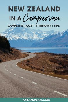 the road to new zealand in a campervan with text overlaying it