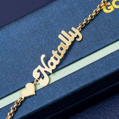 "Personalized Name Gold Bracelet, 14k Solid Gold Name Bracelet, Mothers Gold, Dainty Custom Name Bracelet is a Great Gift For Her. Material: Solid Gold, real gold (not gold filled or no gold plated) Karat: 14 K (585) Height of Name: 9 - 10 mm The thickness of the name: 0.50 mm Bracelet Length: 6\" - 9\" M o r e * F r o m * U s Goldstore Jewelry - https://etsy.me/3gHtcrZ * Urn Necklaces - https://etsy.me/2Asb4BM * Bar Necklaces - https://etsy.me/2MhoVxO * Name Necklaces - https://etsy.me/3cid2Cg 14k Gold Name Bracelet For Anniversary, Personalized Yellow Gold Bracelet For Valentine's Day, 14k Yellow Gold Bracelets For Birthday Gift, Yellow Gold 14k Bracelets For Birthday Gift, Yellow Gold Bracelet For Birthday Gift, Valentine's Day Yellow Gold Name Bracelet Gift, Valentine's Day Gift Yellow Gold Name Bracelet, Yellow Gold Name Bracelet For Valentine's Day Anniversary, Yellow Gold Name Bracelet For Anniversary On Valentine's Day