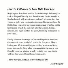 an article about how to fall back in love with your life