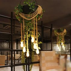 6-Light Snack Bar Chandelier In Pink/Green/Brown With Rubber Tyre Down Lighting And Rope Cord - Bar Chandelier, Down Lighting, Warehouse Design, Light Snacks, Rope Cord, Santa Marta, Snack Bar, Rubber Tires, Flush Mount Lighting