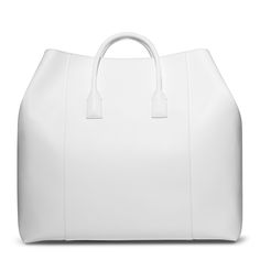 Calf leather    Dimensions: 25"l x 10"w x 15"h    Inside pocket    Clean with a dry or slightly damp cloth    Comes in a protective dust bag    Made in Italy Classic Travel Bag With Top Handle And Dust Bag, Modern Large Satchel With Dust Bag, Large Modern Satchel With Dust Bag, Classic Duffle Bag For Shopping, Luxury White Tote Travel Bag, Elegant Large White Bag, Classic Tote Duffle Bag For Shopping, Classic Travel Bag With Double Handle And Dust Bag, Classic Rectangular Duffle Bag For Shopping