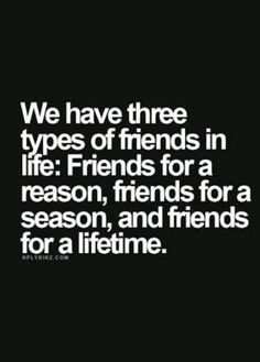 the quote we have three types of friends in life friends for a reason, and friends for