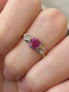 18carat yellow gold ruby and diamond ring  Ring size: O(uk), 7(USA) Price: £895.00 All articles come presented in a gift box Diamond Dress Ring, Ruby And Diamond Ring, Diamond Dress, Dress Ring, Dress Rings, July Birthstone, Ruby Diamond, Ring Ring, Rings Statement