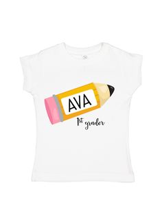 Pencil Grades, Back To School Wardrobe, First Days Of School, Number Shirt, Personalized Pencils, School Pencils, School Tees, School Memories, Tutus For Girls