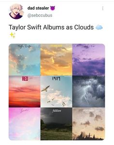 an image of taylor swift albums as clouds