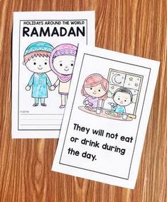 two children's bookmarks with the words raman and they will not eat or drink during the day