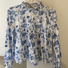 New With Tags Beautiful Zara Long Sleeve Blouse Top Floral Printed, Very Romantic Zara Floral Print Blouse For Brunch, Zara Floral Print Tops For Spring, Zara Floral Print Top For Brunch, Feminine Zara Tops With Floral Print, Zara Cotton Tops With Floral Print, Zara Floral Print Spring Tops, Zara Floral Print Elegant Tops, Elegant Zara Floral Print Tops, Zara Cotton Blouse With Floral Print