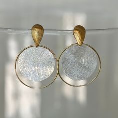 Exquisite earrings made of 18k talian Vermeil and 925 sterling silver 1.75" drop Handmade in Spain Wallet Pouch, Book Decor, Circle Earrings, Hat Hairstyles, Earring Necklace, Ring Necklace, Accessories Shop, Tech Accessories, Ring Shopping