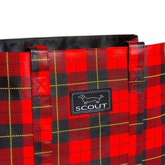 Scout - Original Deano - Remember the Tartans Practical Rectangular Bag For On-the-go, Large Casual Bag For On-the-go, Casual Coated Canvas Satchel For On-the-go, On-the-go Shoulder Bag With Reinforced Handles, Practical School Tote Bag, Classic Red Coated Canvas Bag, Classic Large Capacity Backpack, Casual Rectangular Luggage For Daily Use, School Bags With Adjustable Strap In Coated Canvas