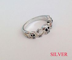 This ring is Perfect & comfortable for everyday wear. Simple & cute skull ring. => Metal Type - 925 Sterling Silver, 14k Gold Filled (Tarnish Resistant And Nickel Free) ~ Please contact me for pricing on a sizes larger than 11 * ~Feel free to ask me about custom made designs. ❏ Replacements and custom orders : ✪ 925 sterling silver - no additional cost ✪ 14k rose gold filled - no additional cost ✪ 14k gold vermeil - no additional cost ✪ 14k solid yellow/white gold - additional payment Adjustable Skull Print Rings For Gift, Halloween Skull Print Rings, Halloween Skull Print Rings For Gift, Halloween Skull Print Rings As Gift, Everyday Jewelry Simple, Cute Skull, Ring Everyday, Silver Skull Ring, Gold Skull