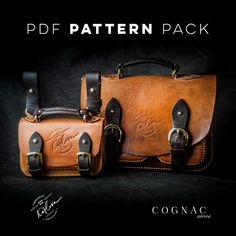 This listing is for PDF pattern to make the bags, not the actual bags! Get them both and save - as always, combo means a good deal :)  COGNAC M Make this gorgeous vintage briefcase! Cognac M (Medium) is a stylish retro satchel that is highly likely to become one of your favorite bags. Practical and functional with 2 compartments and 4 pockets, quick and easy to open thanks to the button studs, and plenty of room to be creative combining your favorite leathers and colors.  Size: approx. 11" x 8" x 2.5" Materials:  Because of the vintage style of this briefcase I recommend using veg tan - it will look its best, and also I highly recommend burnisning all the edges (all of them). Some other leathers also can be burnished like veg re-tan, and some combination tanned, so keep this in mind. Also, Vintage Briefcase, Backpacks Accessories, Button Studs, Chicago Screws, Pattern Template, Leather Work, Leather Pattern, Leather Pieces, Stitching Leather