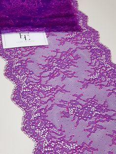 "Lilac with pink color lace trimming. Both sides scalloped. Width: 21 cm/8.3 inches Item number: L9230 Price is set for one meter/yard. You will receive the fabric in one continuous piece if you purchase more than 1 meter/yard. IMPORTANT! Maximum one piece length of this lace trimming is 3 meters/yards. If you buy more than 3 meters/yards of this lace trimming you will receive it in several pieces. Actual color may vary greatly form the color you see on screen. It depends on your devices screen Black Lace Fabric, Pink French, Alencon Lace, Lace Veils, Lace Bridal Gown, Wedding Lace, Pink Yarn, Magical Wedding, Purple Lace