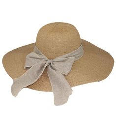 Knobby woven Bangkok toyo straw wide brim hat. Round crown. Large stiffened flat brim, 5" wide, for maximum sun protection. Linen tie with long bow. Inner drawstring to adjust fit. UPF 50+ rated sun protection hat. One size. 100% toyo straw Hats For Small Heads, Trooper Hat, Straw Beach Hat, Tropical Trend, Packable Sun Hat, Long Bow, Floppy Beach Hat, Straw Hat Beach, Safari Hat