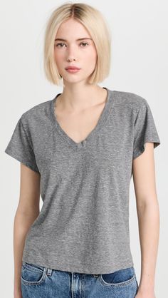 perfectwhitetee Hendrix Cotton Boxy V Neck Tee | Shopbop White Brand, Hendrix, Healthcare Professionals, V Neck Tee, Gq, Heather Grey, Short Sleeves, Womens Tops, Top Outfits